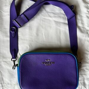 Coach Mini Jamie Vibrant Purple, Blue, Green Colorblock Camera Bag